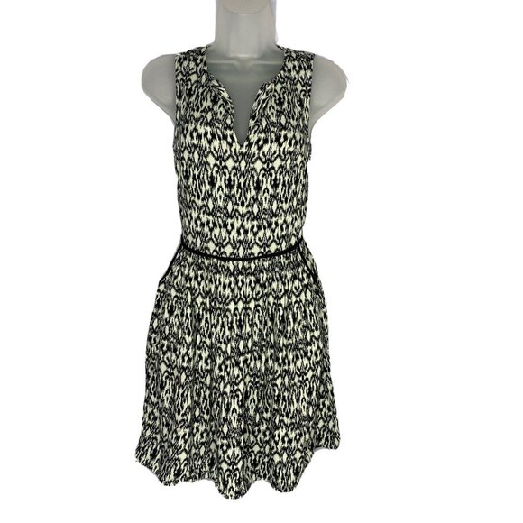 THML Dress Womens XS Navy White Ikat Print Sleeveless Pockets Boho Festival Mini - Picture 1 of 12